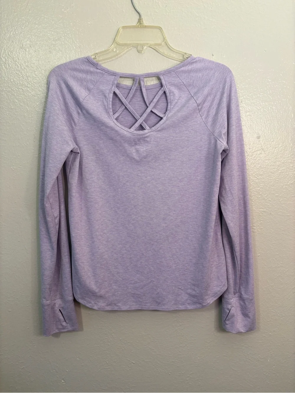 Girls 14/16 XL Tek Gear Work Out Gym Shirt Top Lavender Purple long sleeve